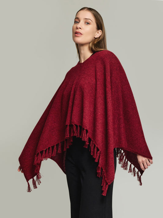 Poncho Scorpio De Baby Alpaca Color Rojo
