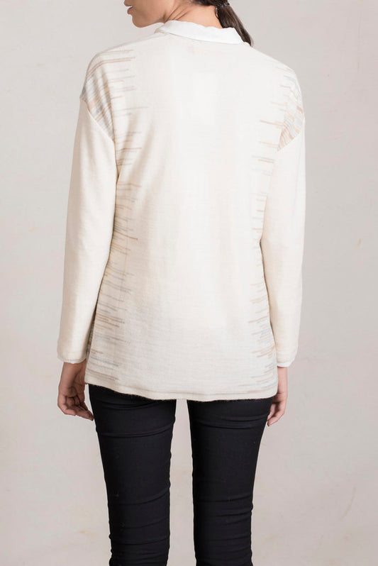 Cárdigan Rusia De Baby Alpaca Color Ecru