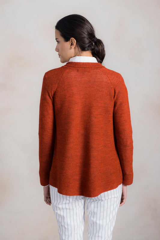 Cárdigan Rose De Baby Alpaca Color Brick Red