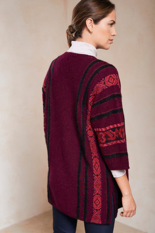 Cárdigan Saida De Baby Alpaca Color Burgundy