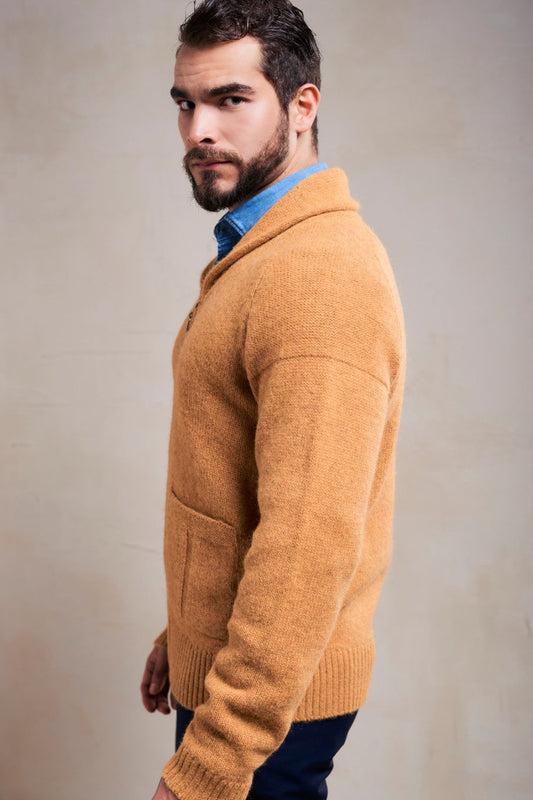 CÁRDIGAN SAMMY DE BABY ALPACA COLOR SENAPE