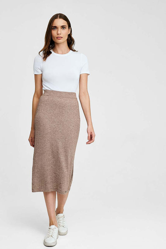 Falda Wanderers De Algodón & Baby Alpaca Color Arcilla