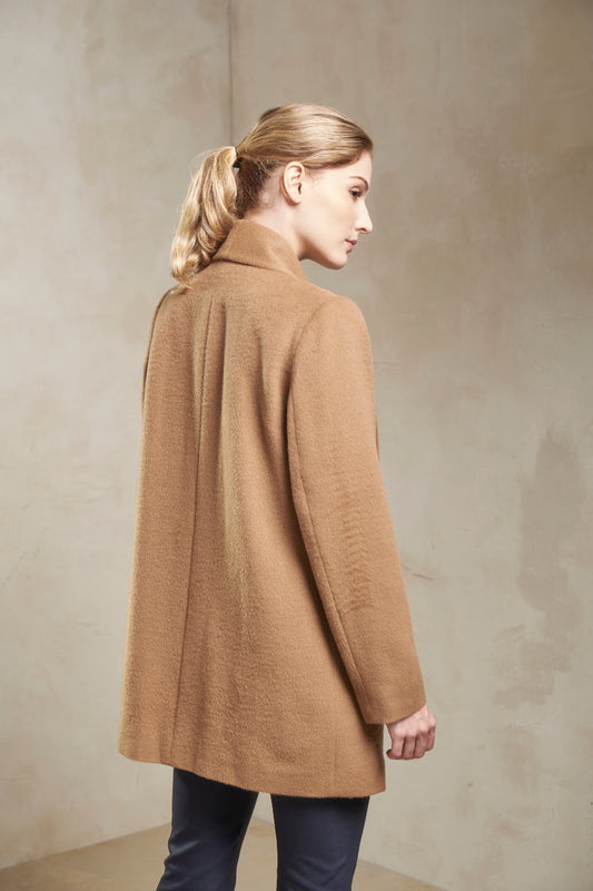 Abrigo Short Swing De Baby Alpaca Color Camel
