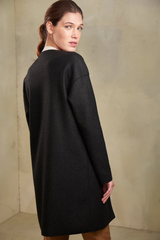 Abrigo Overall De Alpaca & Lana Color Black
