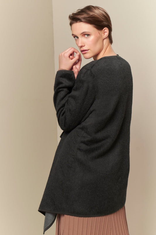 Abrigo Barcelona De Baby Alpaca Suri Color Black