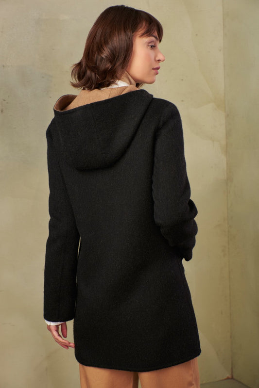 Abrigo Anastasia De Baby Alpaca & Lana Color Black & Camel