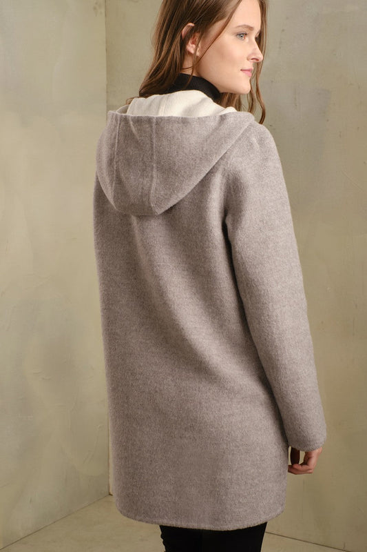 Abrigo Anastasia De Baby Alpaca & Lana Color Grigio & Ecru