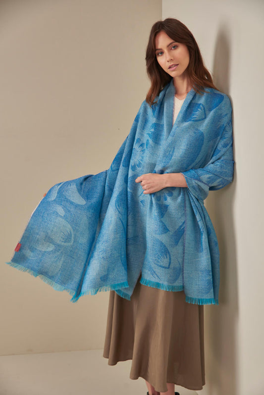 Estola Update De Baby Alpaca Color Azul