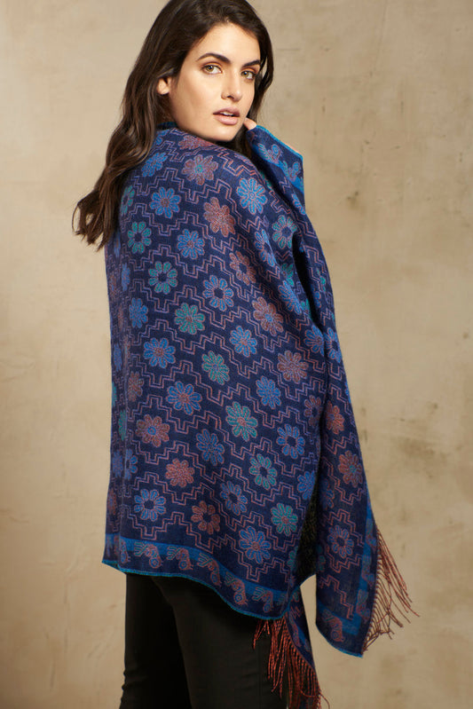 Estola Nazca - 7 De Baby Alpaca Color Azul