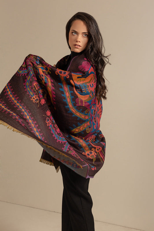 Estola Nazca - 34 De Royal Alpaca & Seda Color Negro