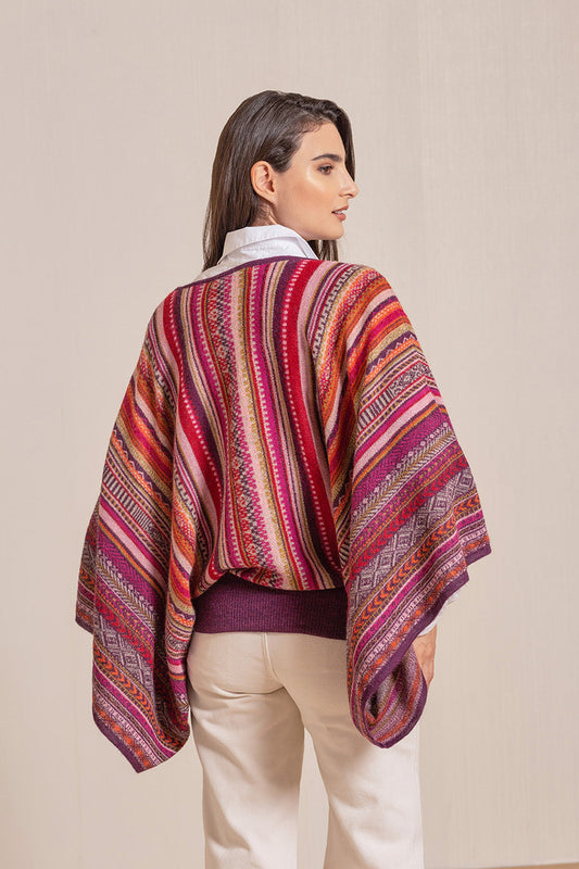 Poncho Vilca De Baby Alpaca Color Vendimia