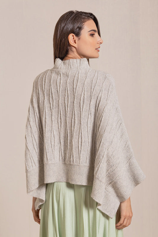 Poncho Valery De Baby Alpaca Color Cumulus