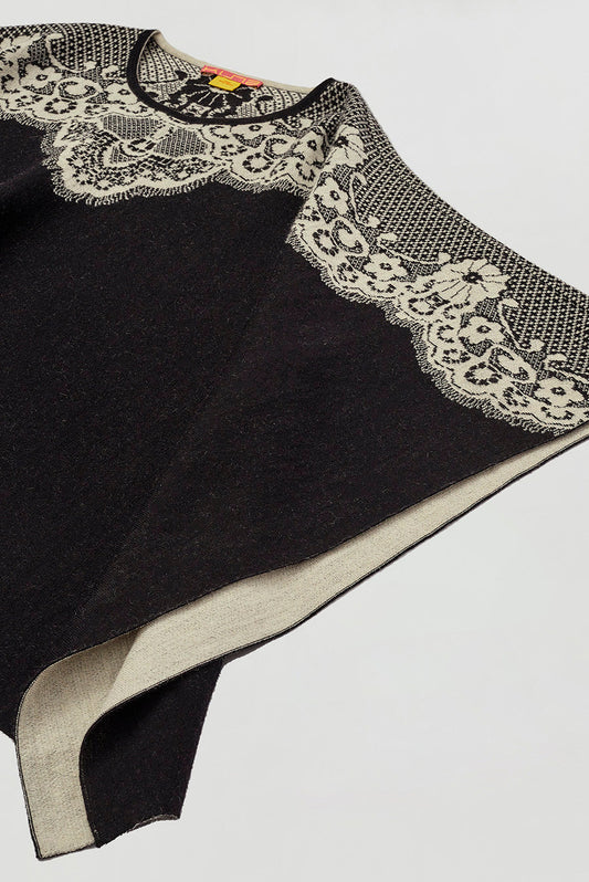 Poncho Wendy De Baby Alpaca Color B&W