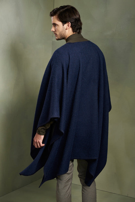 Capa Poncho Chalán De Alpaca Color Azul