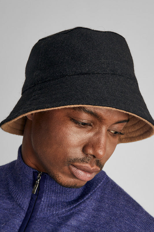 Black Baby Alpaca Wiggle Hat & Vicuna