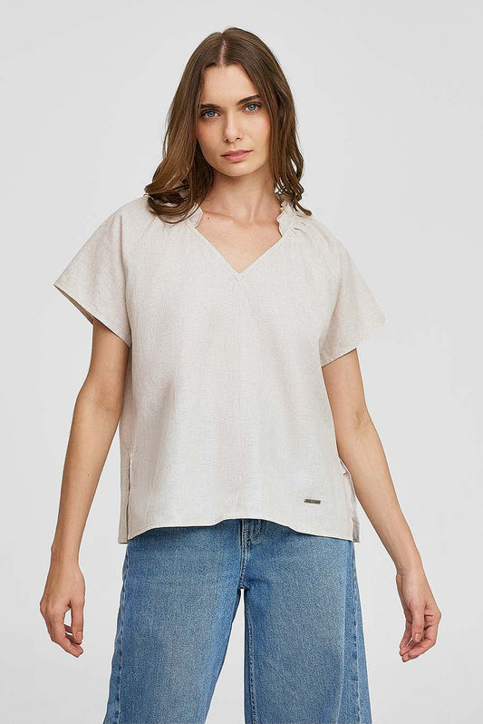 Blusa Wonka De Lino Color Crema