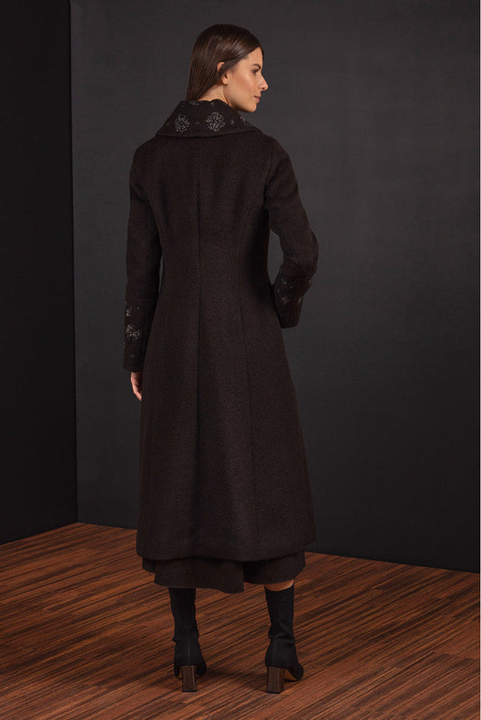 Abrigo Bergera De Alpaca Black Color Black