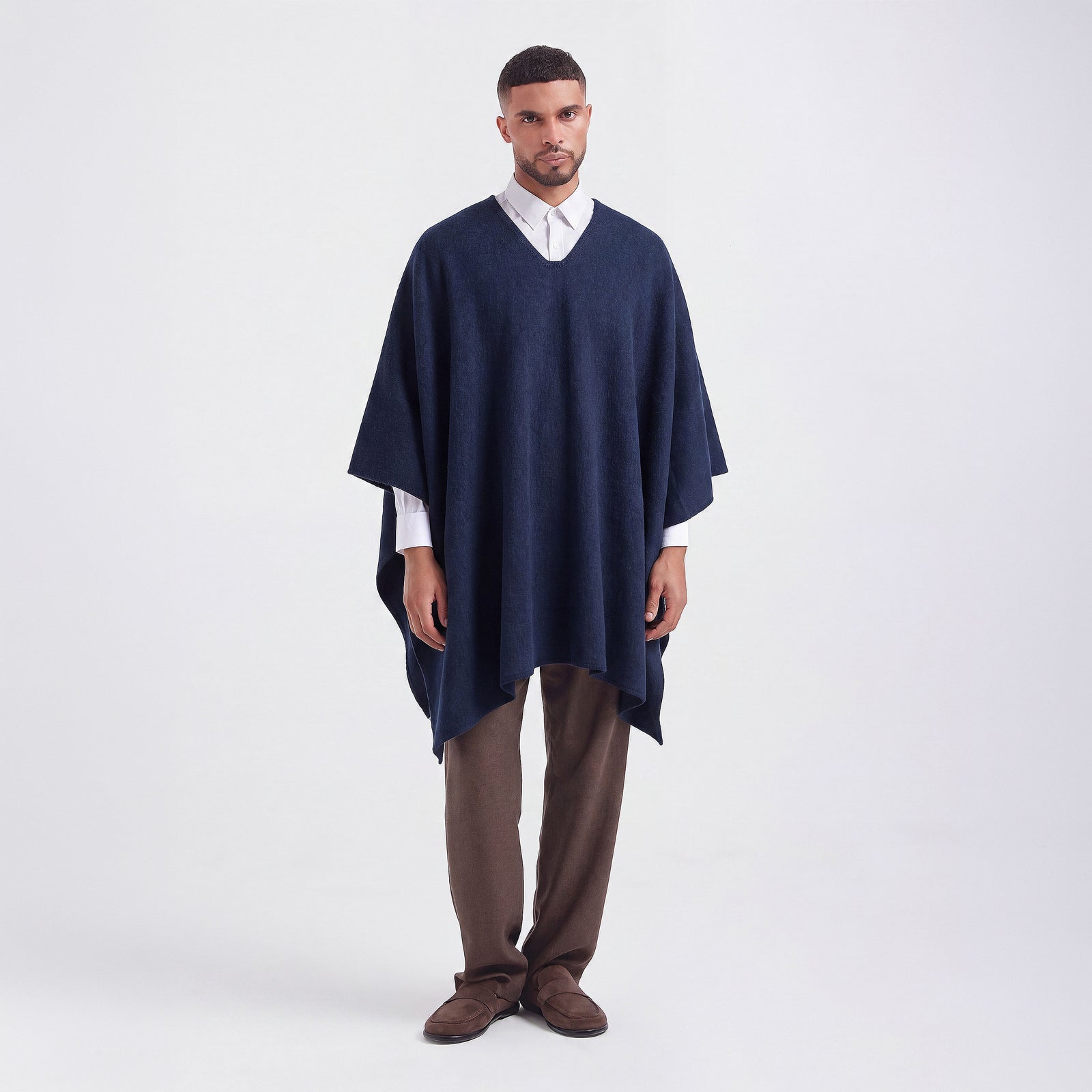 Poncho Chalan De Alpaca Color Azul