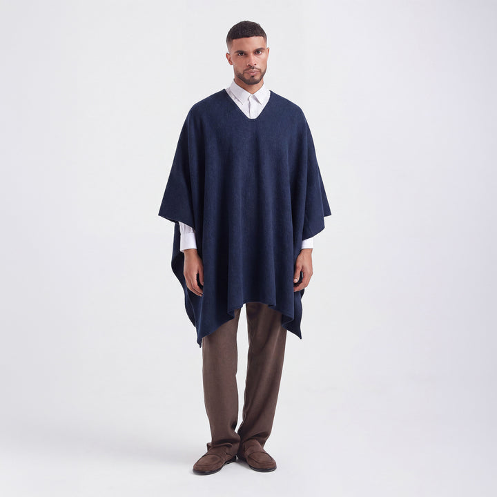 Poncho Chalan De Alpaca Color Azul