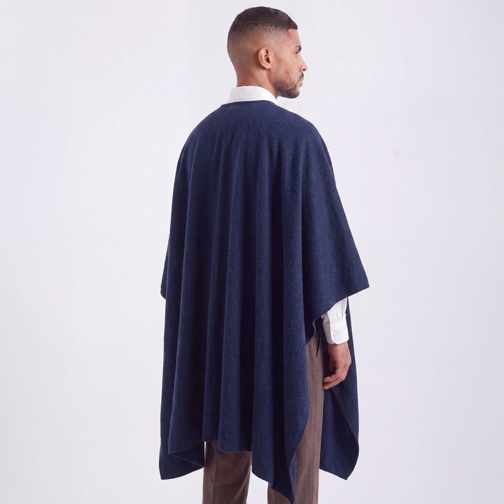 Poncho Chalan De Alpaca Color Azul