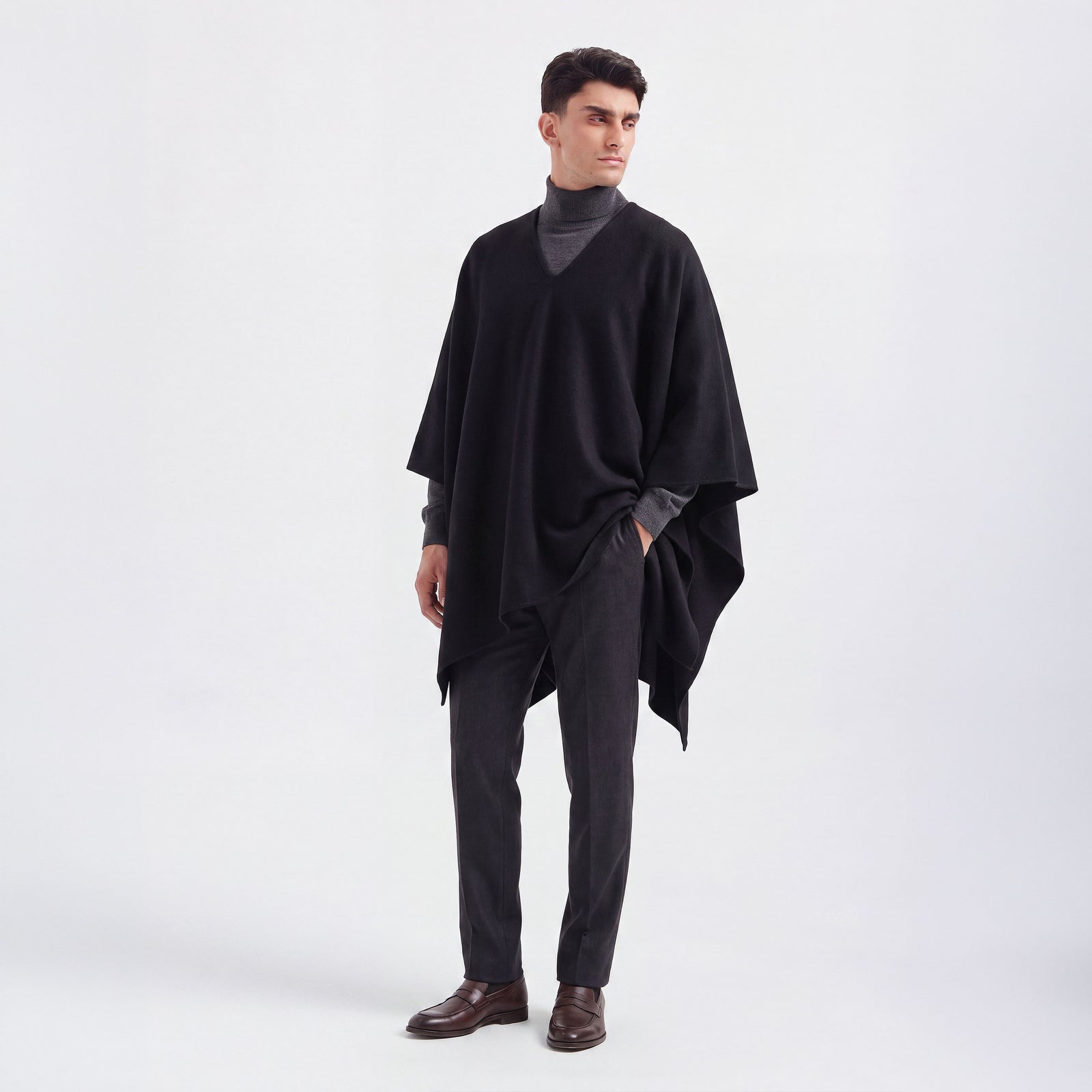 Poncho Chalan De Alpaca Color Negro