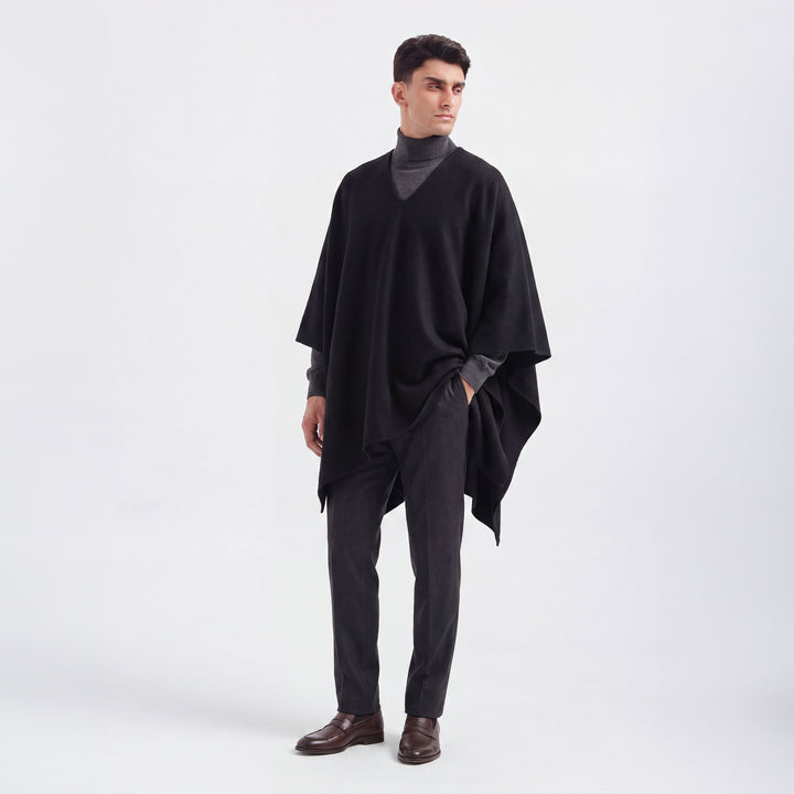 Poncho Chalan De Alpaca Color Negro