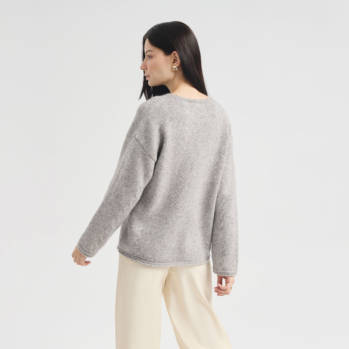 Suéter Chic De Algodón Color Gris