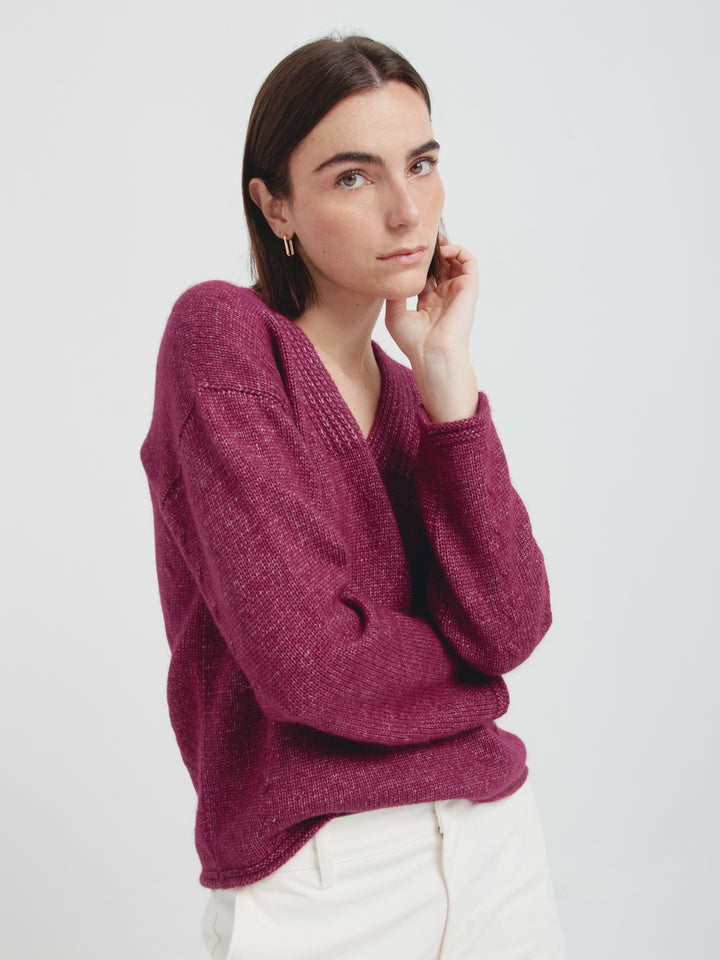 Chic Cherry Red Cotton Sweater