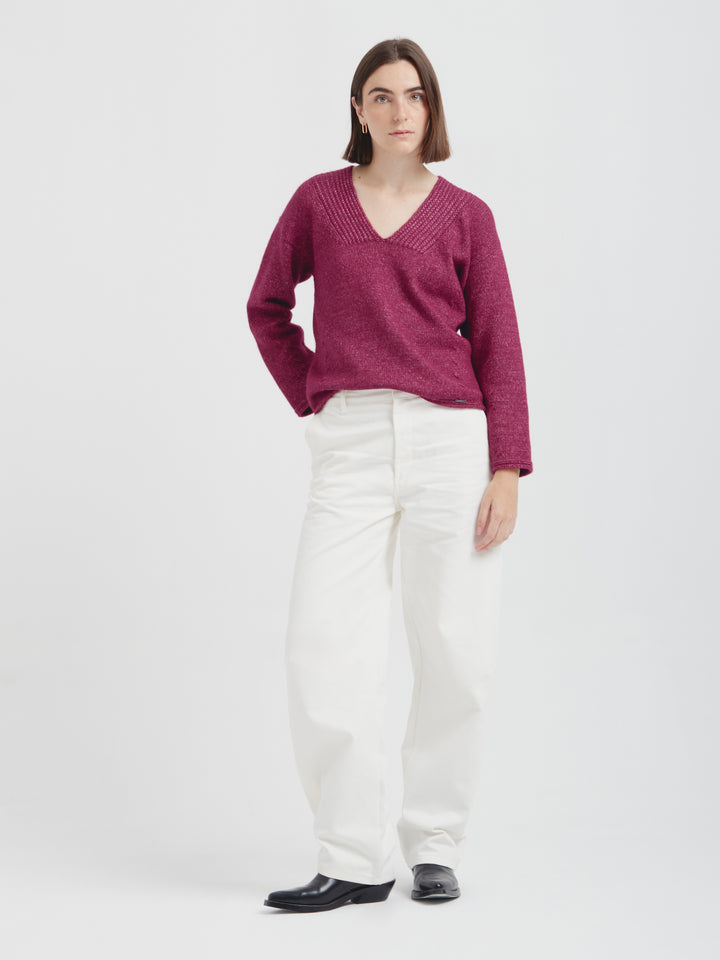 Chic Cherry Red Cotton Sweater