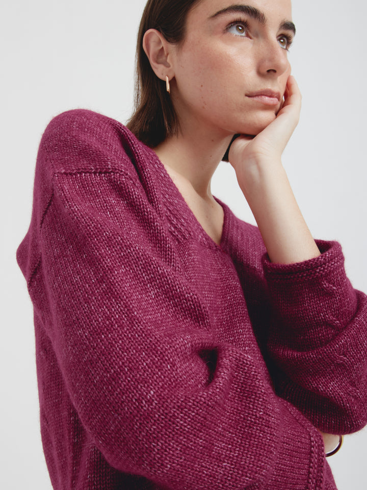 Chic Cherry Red Cotton Sweater