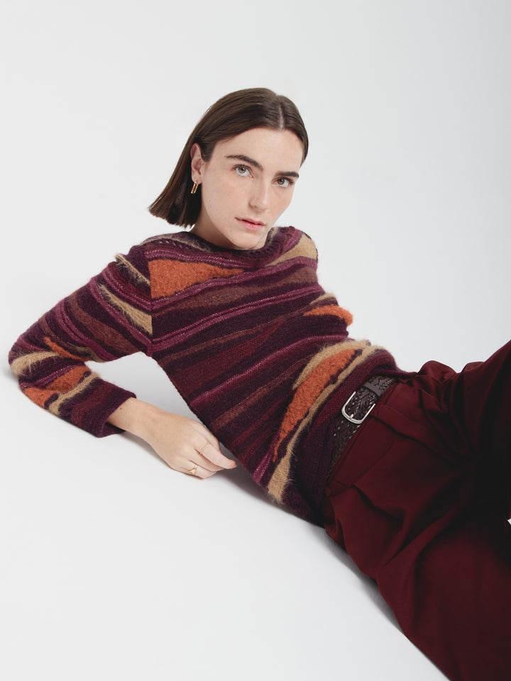Cynthia Baby Alpaca Cardigan in Garnet