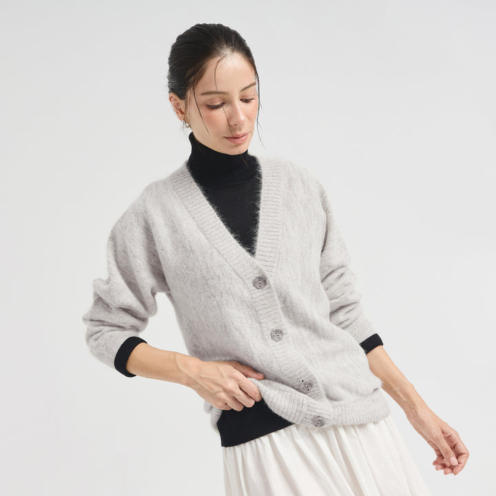 Cárdigan Celine De Alpaca Suri Color Blanco