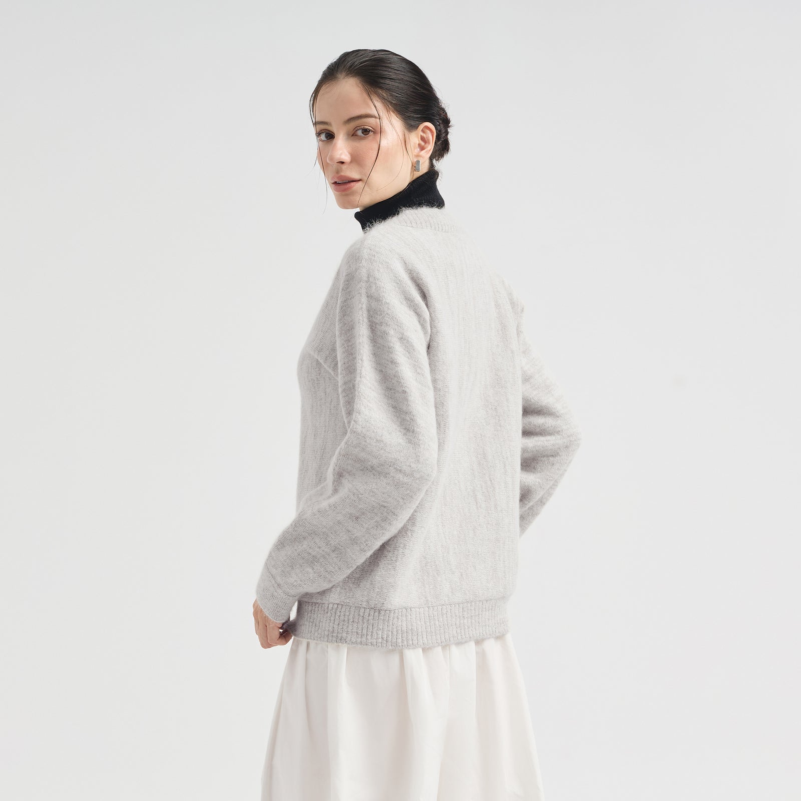Cárdigan Celine De Alpaca Suri Color Blanco