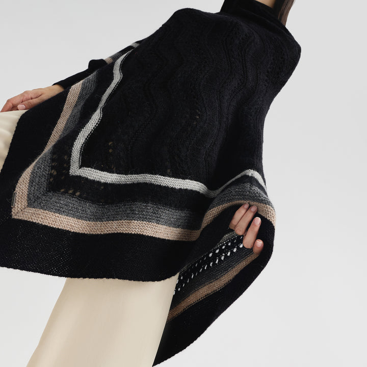 Poncho Cristal De Baby Alpaca Color Negro