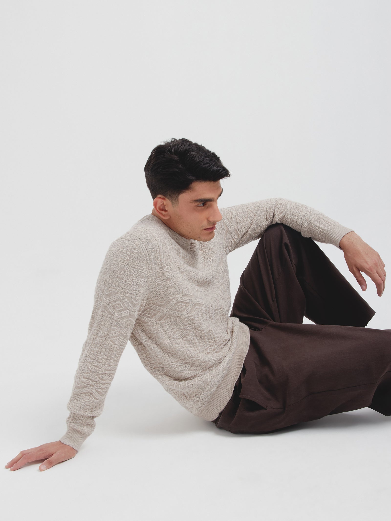 Baby Alpaca Captain Sweater in Beige