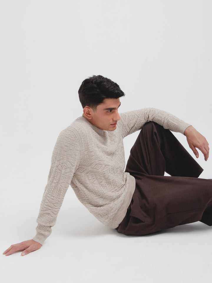 Baby Alpaca Captain Sweater in Beige