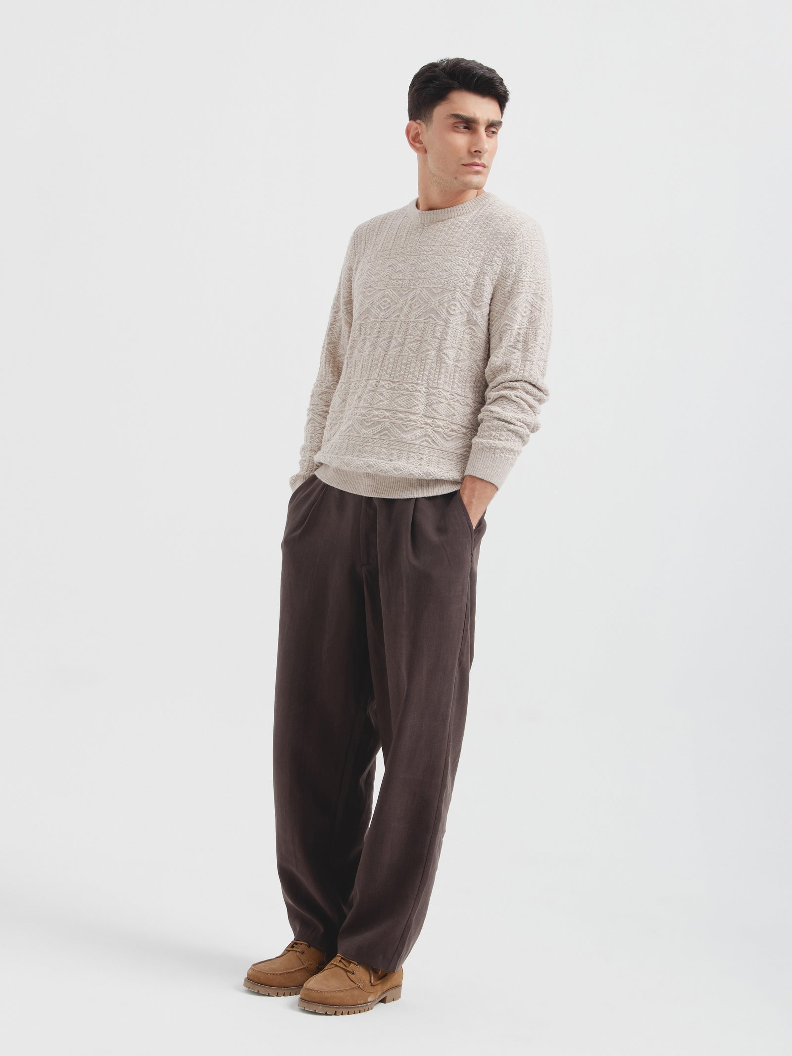 Baby Alpaca Captain Sweater in Beige