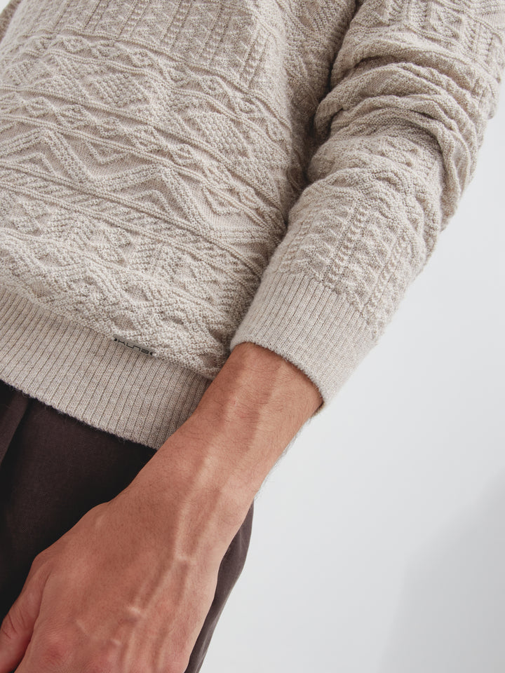 Baby Alpaca Captain Sweater in Beige