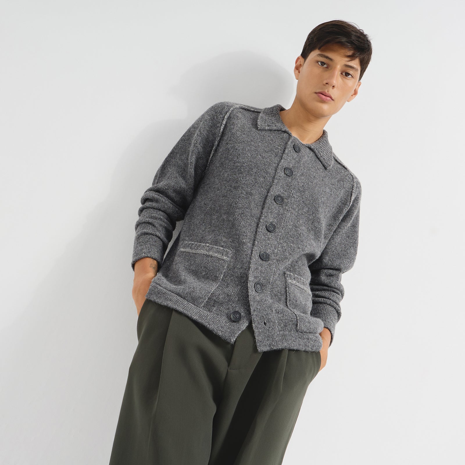 Cárdigan Cristobal De Baby Alpaca Color Gris