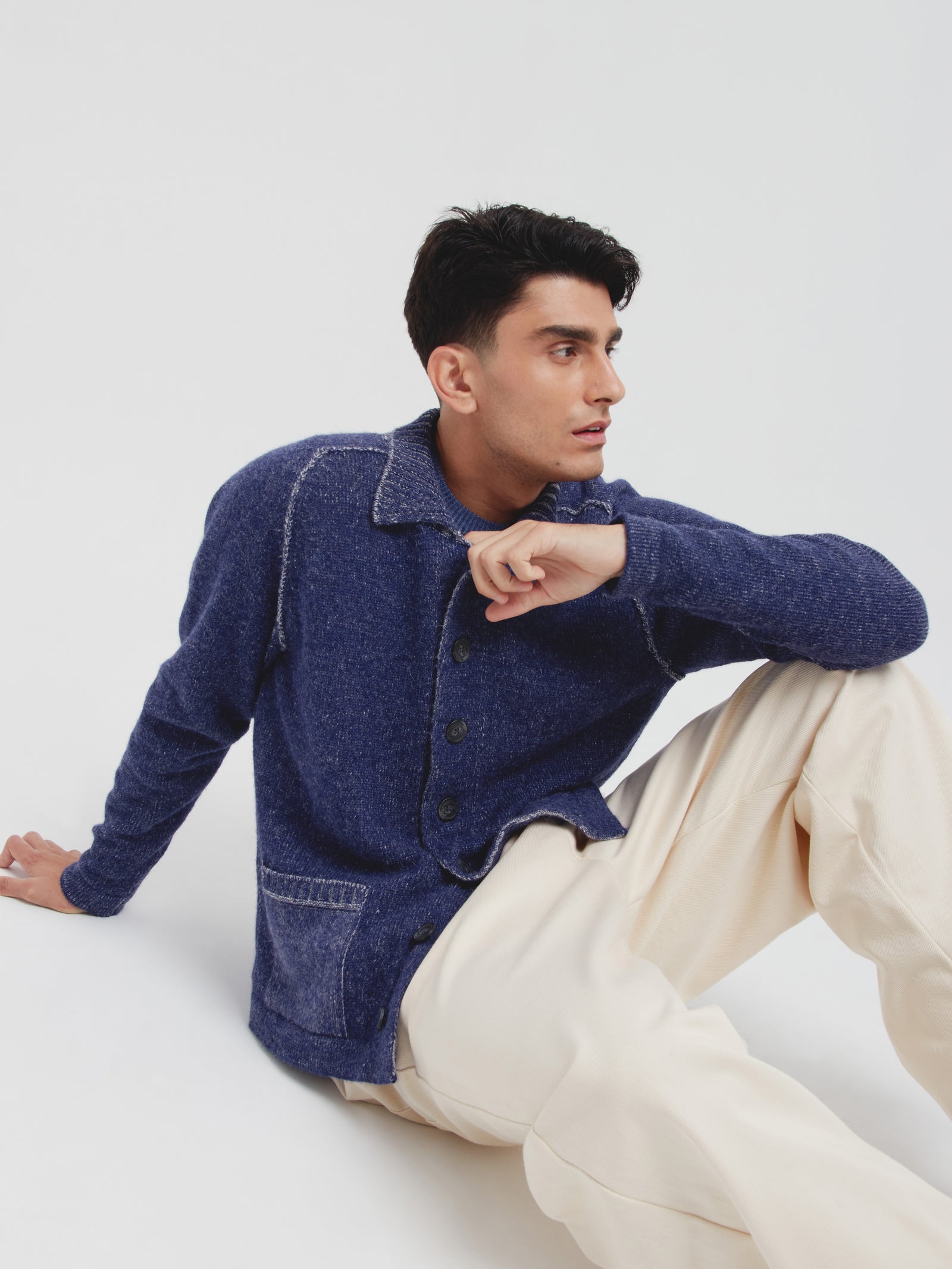 Cristobal Baby Alpaca Cardigan in Blue