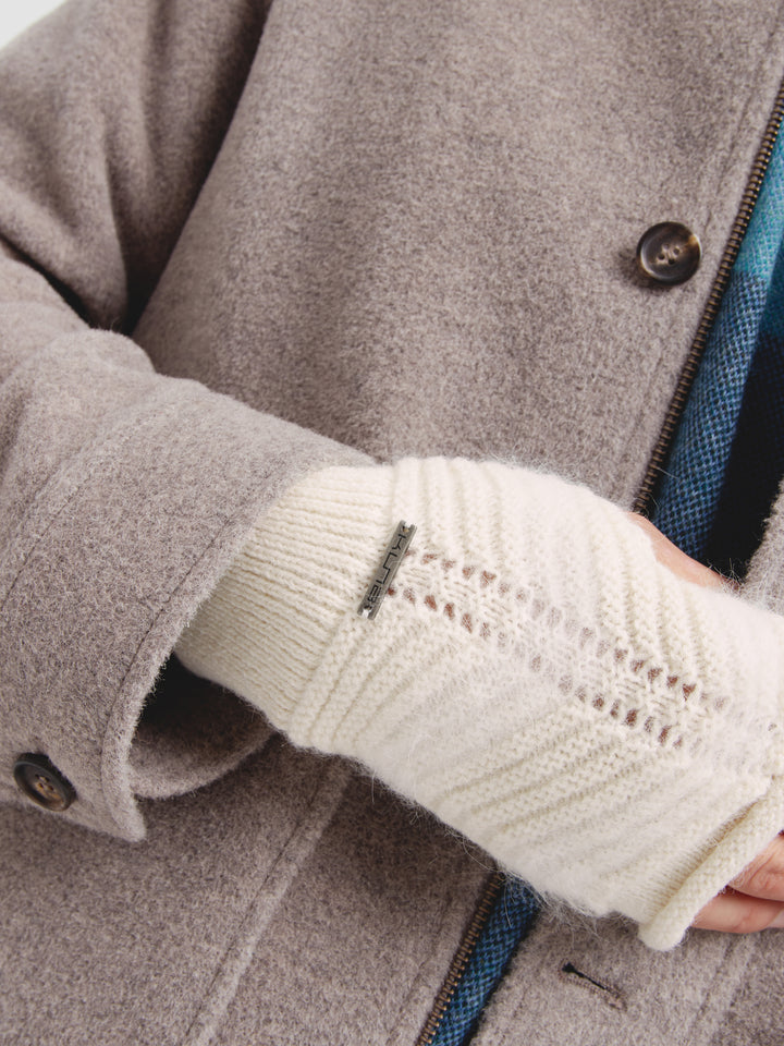 Guantes Cristal De Baby Alpaca Color Ecru