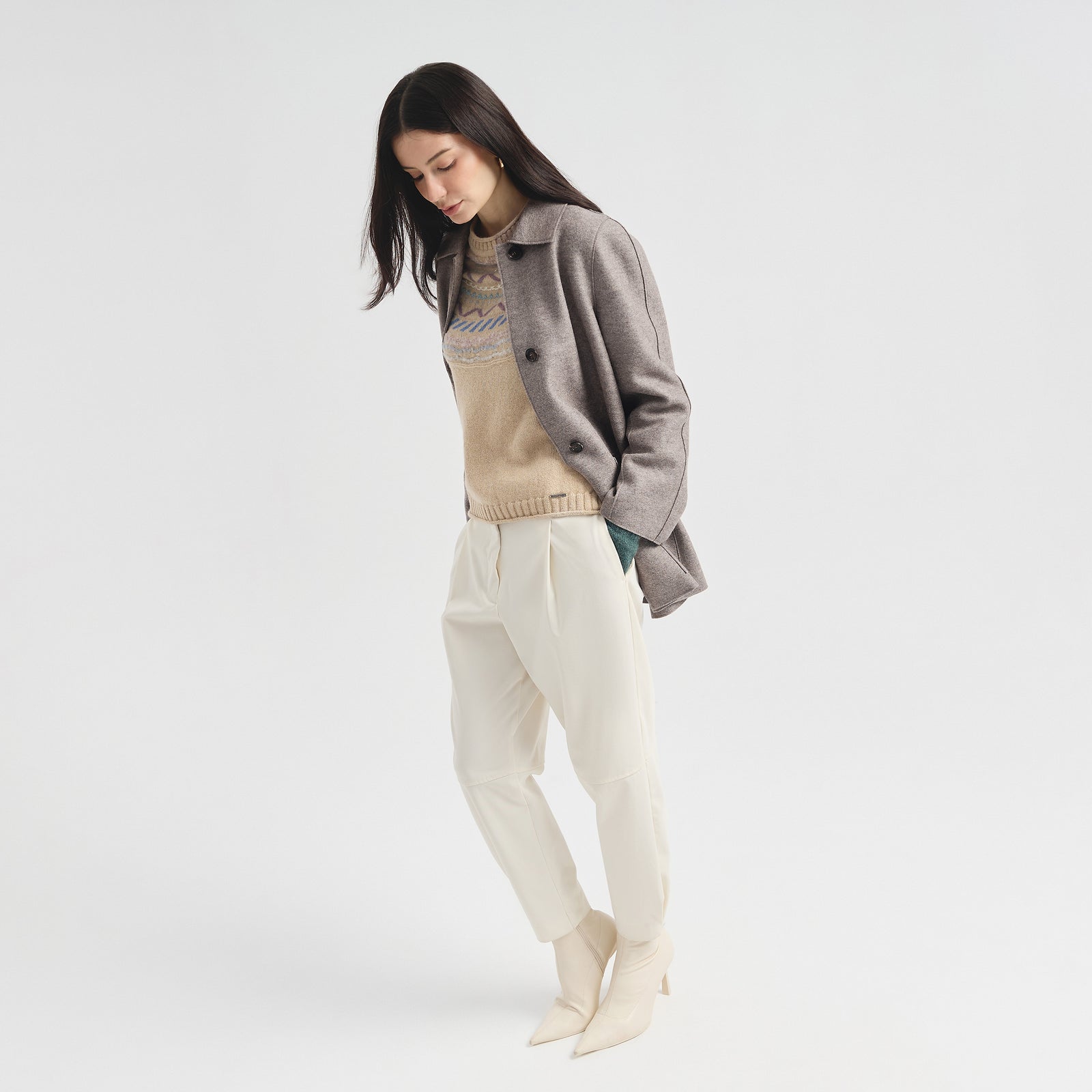 Saco Catalina De Alpaca Y Lana Color Gris