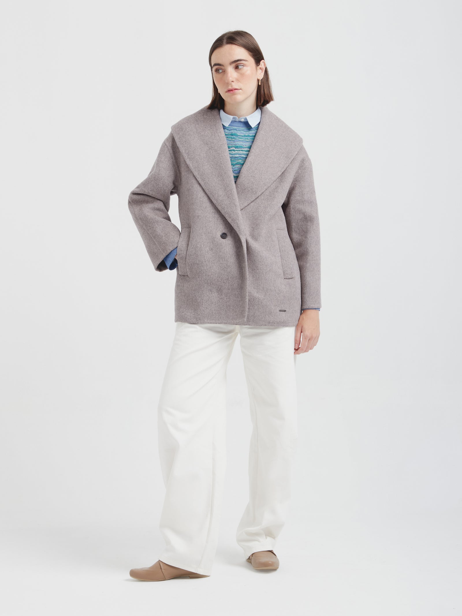 Gray Baby Alpaca Caramel Cardigan