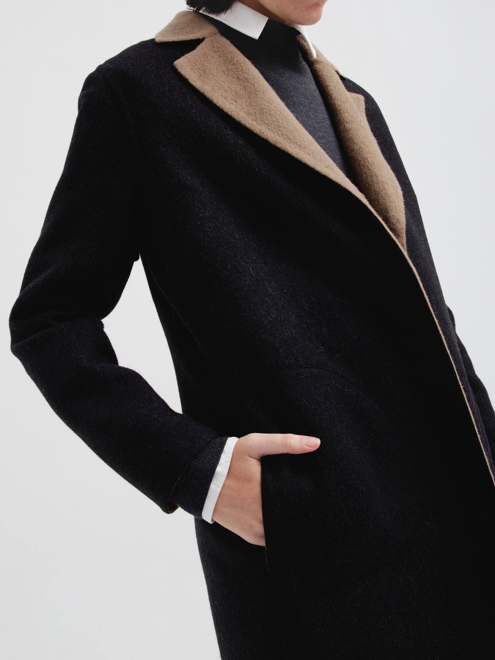 Abrigo Caviar De Baby Alpaca Color Negro