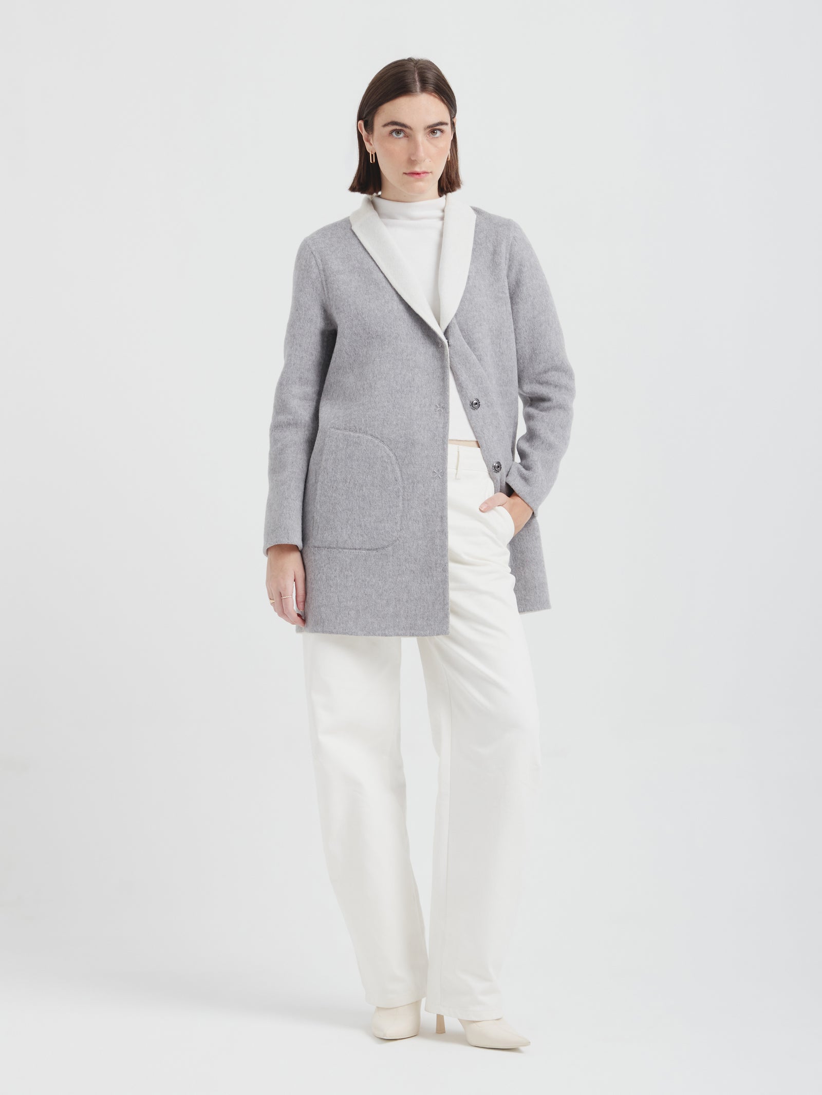 Abrigo Chantal De Baby Alpaca Color Gris