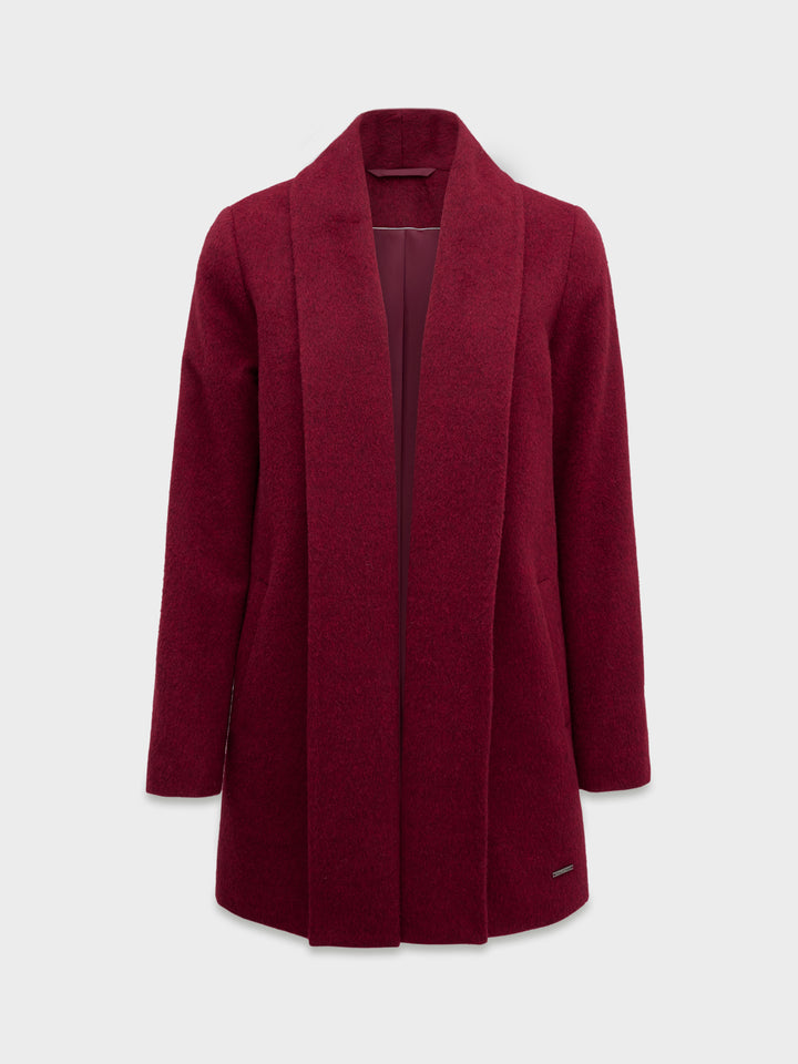 Guinda-Colored Baby Alpaca Short Swing Coat