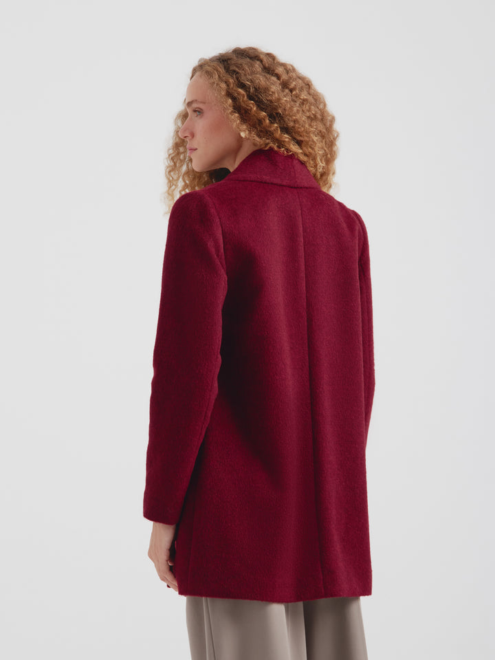 Guinda-Colored Baby Alpaca Short Swing Coat