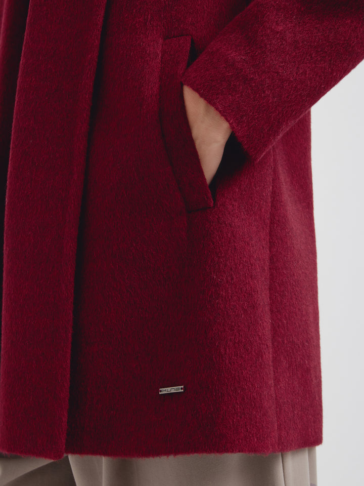 Guinda-Colored Baby Alpaca Short Swing Coat