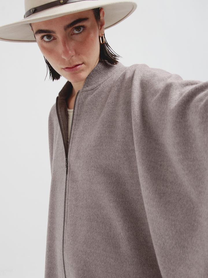 Gray Baby Alpaca Swan Cape