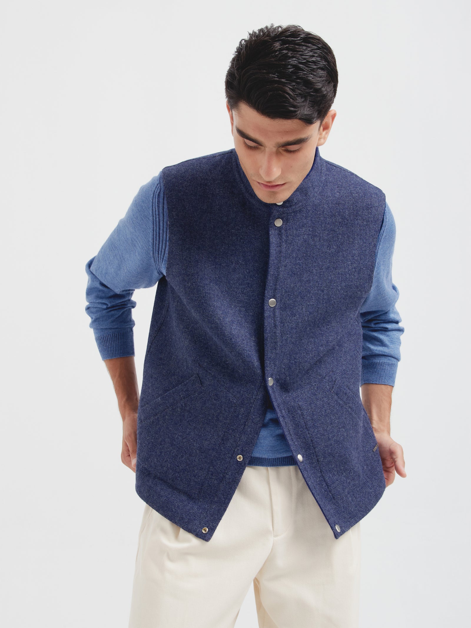 Chaleco Country De Baby Alpaca Color Azul